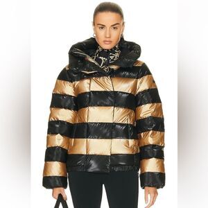 Goldbergh Ski Dazzle Puffer Jacket Coat Striped Gold Black size US 8